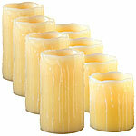 Britesta 8er-Set LED-Echtwachskerzen "Glow by Blow", Luftzug-Sensor, 10 & 15 cm Britesta LED-Echtwachskerzen mit beweglicher Flamme und Ausblasfunktion 