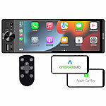 Creasono 1-DIN-Autoradio mit wireless Apple Carplay & Android Auto, 6,6"/16,8cm Creasono 1-DIN-MP3-Autoradios mit Wireless Apple Carplay & Android Auto