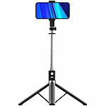 Somikon Smartphone-Selfie-Stativ, bis 170 cm, mit Bluetooth-Fernauslöser Somikon Selfie-Sticks und Smartphone-Stative