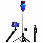 Somikon Smartphone-Selfie-Stativ, bis 170 cm, mit Bluetooth-Fernauslöser Somikon 