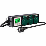revolt 3-fach-Outdoor-Steckdosenleiste & -Energiekostenmesser, 3.680 W, IP44 revolt Spritzwassergeschützte 3-fach-Steckdosenleisten mit Energiekostenmesser 
