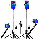 Somikon 2er-Set Smartphone-Selfie-Stativ, 2 LED-Lichter, mit BT-Fernauslöser Somikon Smartphone-Selfie-Stative mit 2 LED-Lichtern und Bluetooth-Fernauslösern