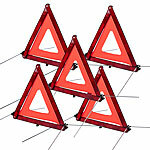 Lescars 5er-Set Kfz-Warndreieck, Notfalldreieck, reflektierend, klappbar, rot Lescars Kfz-Warndreiecke, Notfalldreiecke, reflektierende, klappbare