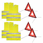 Lescars 4er-Set Kfz-Notfallset mit Warnweste und Warndreieck, reflektierend Lescars Kfz-Notfallsets mit Warnwesten und Warndreiecken, reflektierende