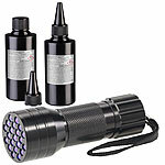AGT 2er-Set UV-Resin, kristallklar, vorgemischt, 2x 50 g, inkl. UV-Lampe AGT UV-Resins mit UV-Taschenlampe
