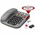 simvalley communications Senioren-Notruf-Telefon, Garantruf Easy, SOS-Taster, inkl. TAE-Adapter simvalley communications Senioren-Notruf-Festnetztelefone mit Notruf-Taster und Freisprech-Funktion