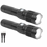 KryoLights 2er-Set wiederaufladbare LED-Taschenlampen,Aluminium,800lm,10W,1200mAh KryoLights LED-Akku-Taschenlampen mit USB-Anschluss 