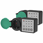 revolt 2er-Set Outdoor-Steckdose mit Countdown-Timer, IP44, 3.680 Watt revolt Outdoor-Steckdosen mit Countdown-Zeitschaltuhr 
