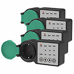 revolt 4er-Set Outdoor-Steckdose mit Countdown-Timer, IP44, 3.680 Watt revolt Outdoor-Steckdosen mit Countdown-Zeitschaltuhr 