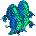 Playtastic 4er 3D-gedrucktes Drachenei mit Drachenfigur, blau/grün, 28,5 cm Playtastic Dracheneier mit Drachenfigur 