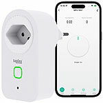 Luminea Home Control WLAN-Steckdose mit Stromverbrauchsmesser, Zeit- & Sprachsteuerung, 10A Luminea Home Control WLAN-Steckdosen mit Stromkosten-Messfunktion