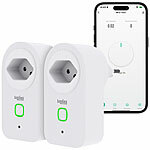 Luminea Home Control 2er-Set WLAN-Steckdose, Stromverbrauchsmesser, Zeit- & Sprachsteuerung Luminea Home Control WLAN-Steckdosen mit Stromkosten-Messfunktion 