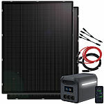 revolt Tragbare Powerstation & Solar-Generator 1.229 Wh, USV, 2x 215-W-Panel revolt 2in1-Solar-Generatoren & Powerbanks mit externer Solarzelle für ortsfesten Betrieb