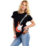 infactory Hightech-Musik-T-Shirt mit 6-saitiger E-Gitarre, Gr. M infactory LED-T-Shirts