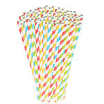 PEARL 400 Retro Papier-Trinkhalme in 4 Farben, gestreift, lebensmittelecht PEARL Papier-Trinkhalme