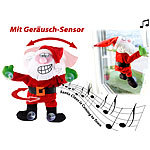 infactory Singender & tanzender Weihnachtsmann mit Saugnäpfen & Geräusch-Sensor infactory Singende und tanzende Weihnachtsmänner für Fensterscheiben