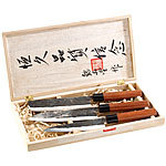 TokioKitchenWare 3-teiliges Messerset, handgefertigt, mit Echtholzgriff TokioKitchenWare Handgefertigte Küchenmesser in Sets