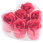 PEARL 2er-Set Geschenkboxen mit je 6 roten Rosen-Duftseifen PEARL Rosenblüten-Duftbäder