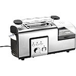 Rosenstein & S&ouml;hne 3in1-Edelstahl-Multifunktionstoaster mit Eierkocher, 1.250 Watt Rosenstein & S&ouml;hne Toaster mit Pfanne & Eierkocher