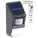 Lunartec LED-Solar-Wandleuchte, Dämmerungs- & PIR-Bewegungssensor, 50 lm, 0,5 W Lunartec LED-Solar-Außenlampen mit PIR-Sensoren (neutralweiß)