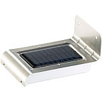 Luminea 2er-Set Edelstahl-LED-Solar-Wandleuchten, Licht- & Bewegungssensor Luminea LED-Solar-Außenlampen mit PIR-Sensoren (neutralweiß)
