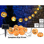 Lunartec Solar-Lichterkette mit 10 LED-Lampions im Halloween-Kürbis-Look, IP44 Lunartec LED-Solar-Lichterketten zu Halloween