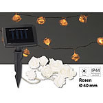 Lunartec Solar-LED-Lichterkette mit 10 weißen Rosen, warmweiß, IP44, 1 m Lunartec LED-Solar-Lichterketten (warmweiß)