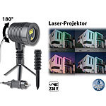 Lunartec Laserprojektor, bewegter Sternen-Regen-Lichteffekt, rot & grün, IP44 Lunartec Laser-Projektoren mit Sternen-Lichteffekt