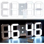Lunartec Digitale XXL-LED-Tisch- & Wanduhr, 45 cm, dimmbar, Wecker, Fernbedien. Lunartec 3D-Wand- und Tischuhren mit 7-Segment-LED-Anzeigen