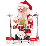 infactory Singender Schlagzeuger-Weihnachtsmann mit LED-Lichtershow infactory