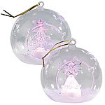Lunartec Mundgeblasene LED-Glas-Ornamente in Kugelform, 4er-Set Lunartec LED Weihnachtsbaumkugeln