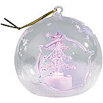 Lunartec Mundgeblasene LED-Glas-Ornamente in Kugelform, 2er-Set Lunartec LED Weihnachtsbaumkugeln