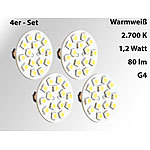 Luminea LED-Stiftsockellampe G4 (12V), 15 SMD LEDs ww, horizontal 4er Luminea LED-Stifte G4 (warmwei&szlig;)