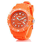 Crell SOLAR-betriebene Quarz-Uhr mit Silikonarmband, poppig-orange Crell Silikon Armbanduhren mit Solar