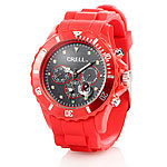 Crell Multifunktions-Uhr mit Silikon-Armband, Leuchtend-rot Crell Unisex-Silikon-Armbanduhren