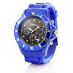 Crell Multifunktions-Uhr mit Silikon-Armband, Ultramarin Crell Unisex-Silikon-Armbanduhren