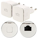 7links 2er-Set Mini-WLAN-Repeater WLR-350.sm mit Access-Point & WPS-Knopf 7links