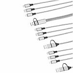 Callstel 3er-Set 6in1-Schnellladekabel USB-A/C zu C/Micro-USB/8-PIN,120/60/30cm Callstel 6in1-Mini-Kabel USB-C & USB-A auf USB-C, Lightning & Micro-USB 