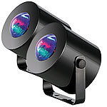 Lunartec 2er-Set mobile Mini-LED-Discolichter mit Batteriebetrieb Lunartec LED-Disco-Lampen mit Farbwechsel (RGB)