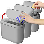 infactory 3er-Set Design-Abfalleimer mit Hand-Bewegungs-Sensor, je 2 l, grau infactory Automatische Abfalleimer, klein