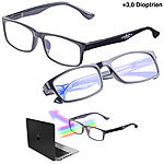 infactory 2er Pack Bildschirm-Brille mit Blaulicht-Filter, +3,0 Dioptrien infactory