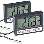 infactory 2er Pack Digitales Aquarium-Thermometer mit Uhrzeit und LCD-Display infactory