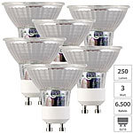 Luminea 6er-Set LED-Glas-Spots, GU10, 3W (ersetzt 25W), 250lm, tageslichtweiß Luminea LED-Spots GU10 (tageslichtweiß)