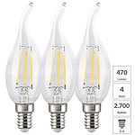 Luminea 3er-Set LED-Filament-Kerze E14, 4W (ersetzt 40W), 470lm warmweiß, Ba35 Luminea LED-Filament-Kerzen E14 (warmweiß)