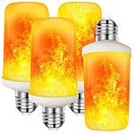 Luminea 4er-Set LED-Lampen mit Flammeneffekt, 3 Beleuchtungs-Modi, E27, 2 W Luminea 