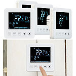 revolt 4er-Set Wand-Thermostate für Fußbodenheizung, LCD, Touch-Tasten revolt Programmierbares Thermostat für Fußbodenheizungen