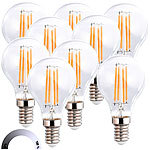 Luminea 9er-Set LED-Filament-Lampen, G45, E14, 470 lm, 4 W, 2700 K, dimmbar, E Luminea