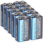 PEARL 50-teiliges Haushalts-Batterie-Set: 10x 9V-Block + 20x AAA + 20x AA PEARL