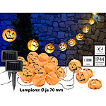 Lunartec 2er-Set Solar-Lichterketten mit 10 LED-Lampions, Halloween-Kürbis-Look Lunartec LED-Solar-Lichterketten zu Halloween