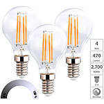 Luminea 3er-Set LED-Filament-Lampen, G45, E14, 470 lm, 4 W, 2700 K, dimmbar, E Luminea